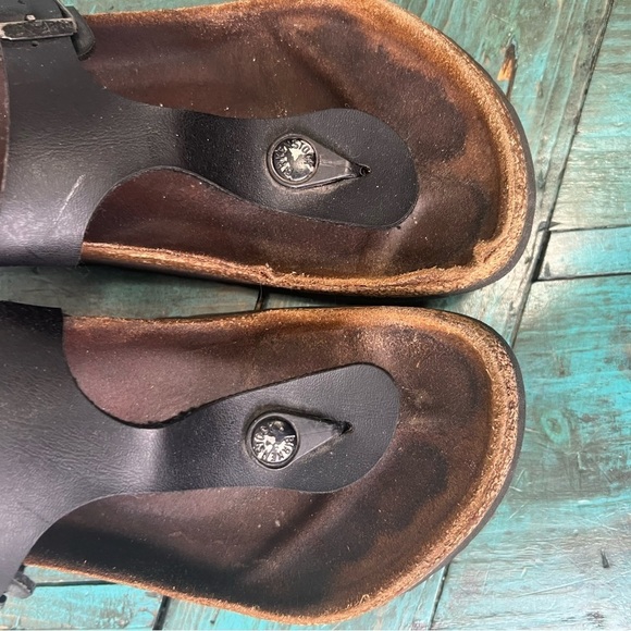 Birkenstock Gizeh Black Leather Sandals Size 36 - Picture 2 of 11